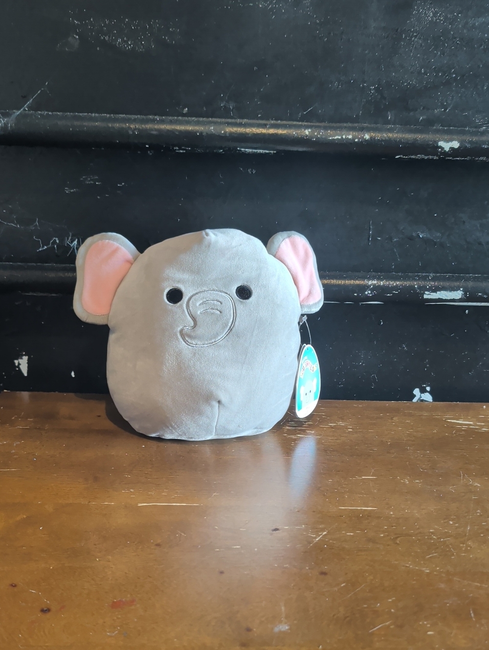 Plush Elephant Kids Pillow - Gray with Pink Ears